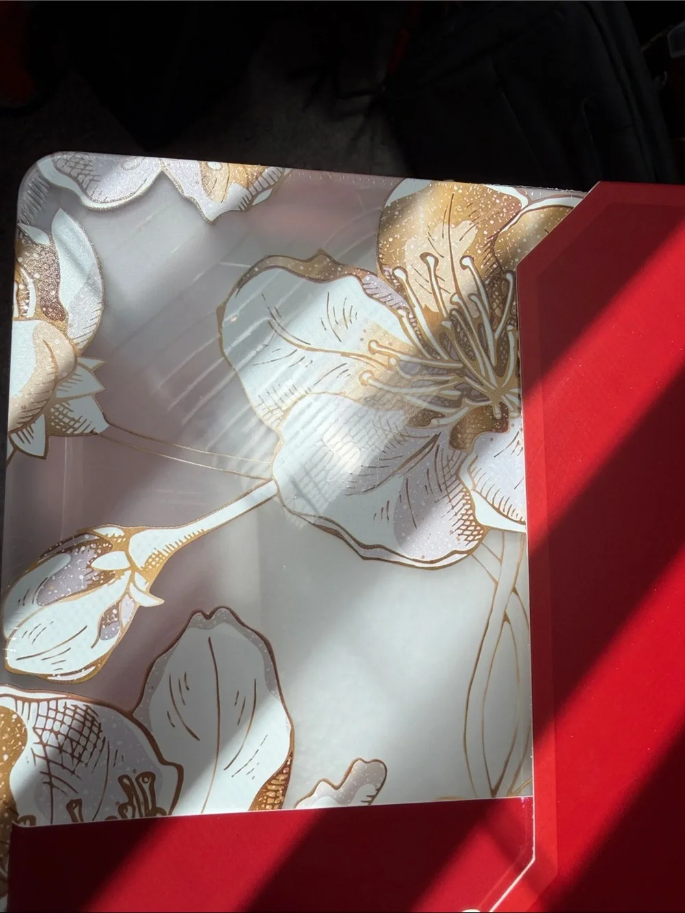Clear Floral Laptop Case Cover Shell for 13” 13.6” inch MacBook Air Gold Floral